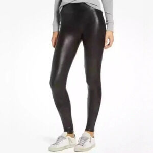 Spanx faux leather black leggings size medium regular NWT